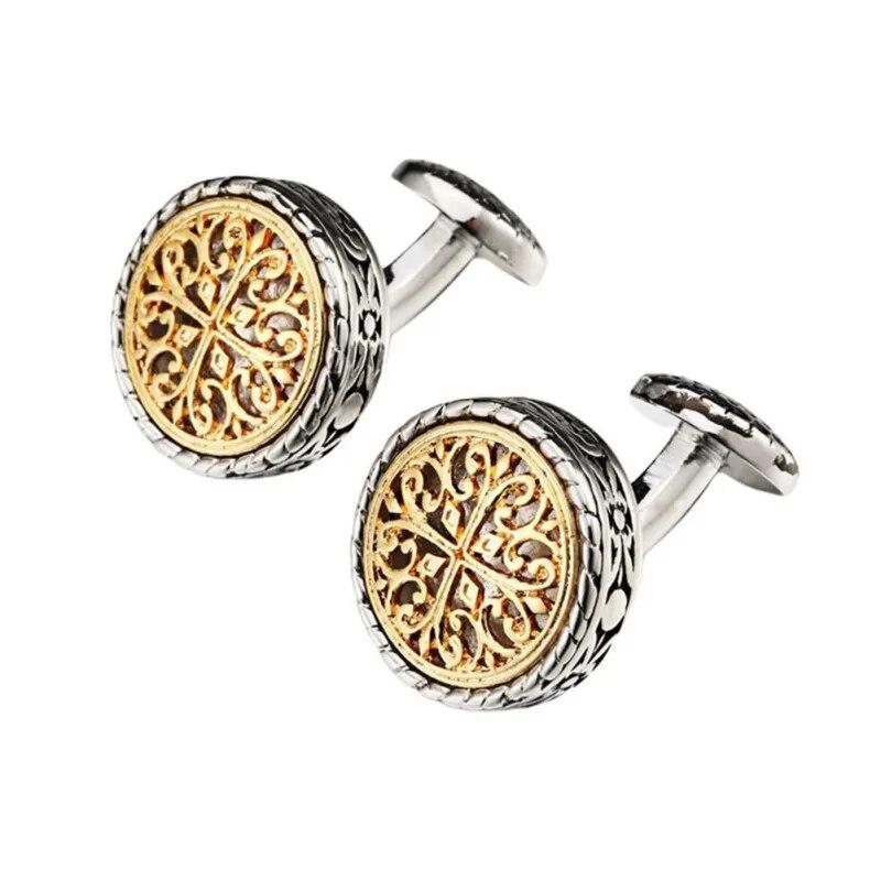 

Мужские запонки, запонки в стиле ретро, ​​мужские запонки для рубашек, круглые полые запонки, свадебные запонки, подарок