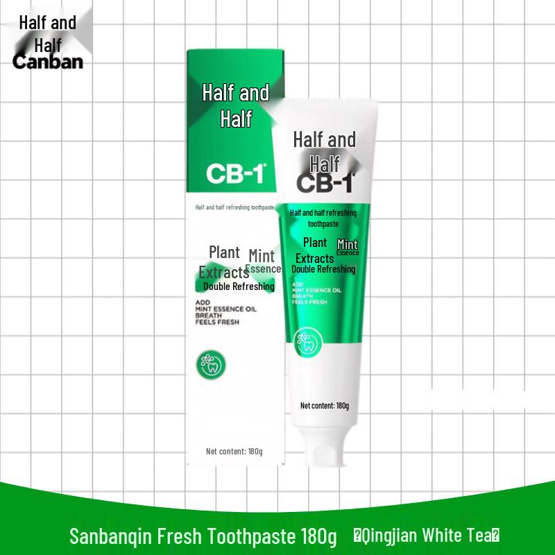 

Half and Half Toothpaste, 180g - Grain Clean Mint, Family Size for Men and Women, Freshens Breath and Cleans Teeth