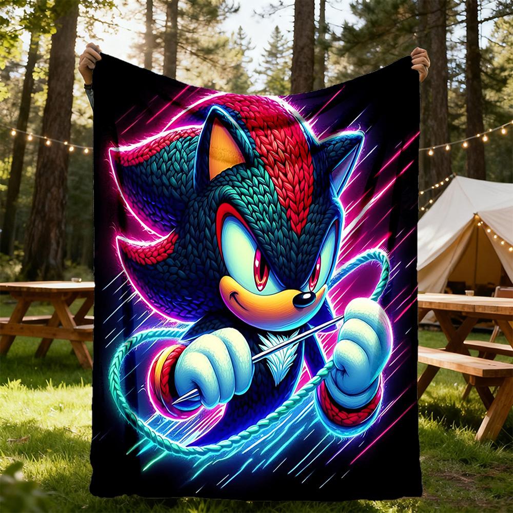 Sonic Artwork Outdoor Flannel Throw Blanket - HD Printed Lightweight Soft Warm All-Season Blanket for Sofa, Bed, Travel, Camping 1203021