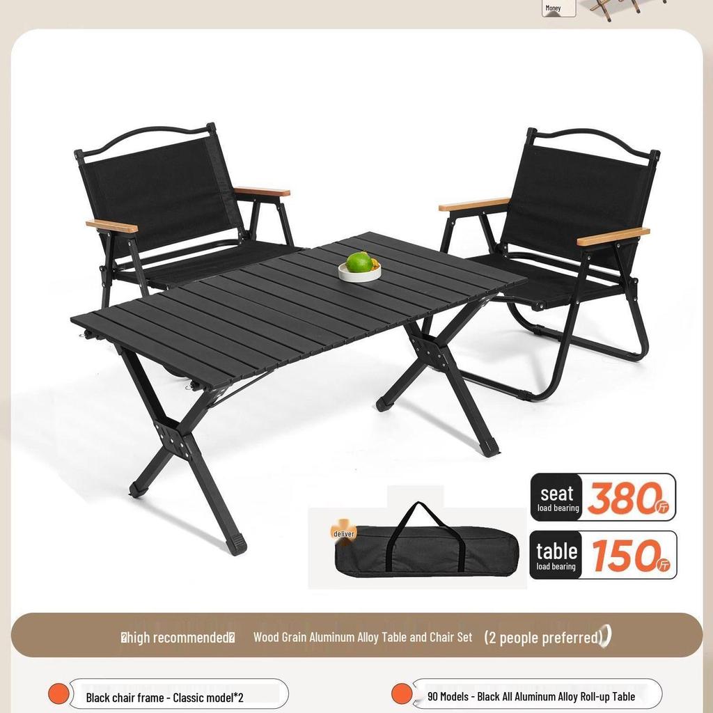 A1R Portable Roll-up Folding Picnic Table & Chair Set for Outdoor Camping.
