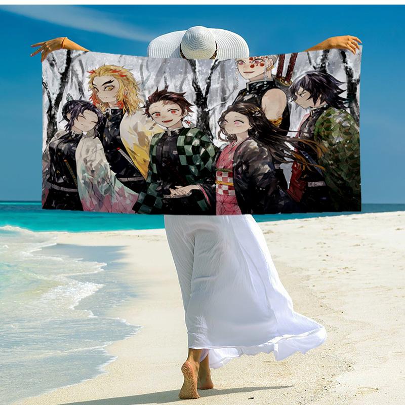 1PC Winter Fantasy Slayer Group Beach Towel - Soft,  Absorbent Microfiber, Lightweight, Ideal for The Beach, Parties, Travel, Camping fan gifts
