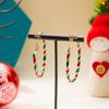 Christmas Colorful Hoop Earrings for Women Minimalist Red Green Twist Round Circle Earring Girls New Year Festival Jewelry Gifts