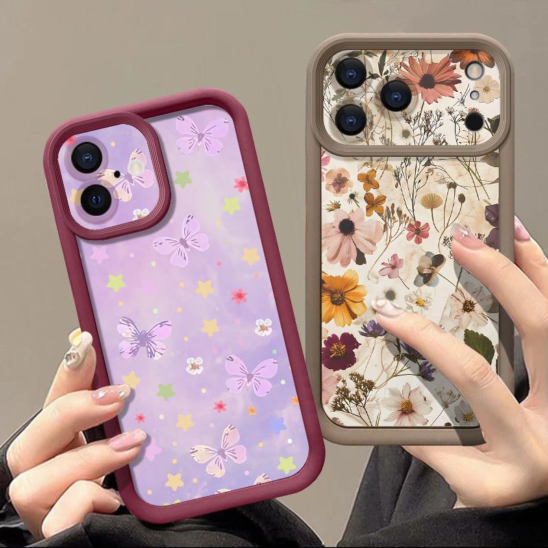 Retro Tropical Leaf Flower Case For iPhone 18 Pro Max Shockproof Bumper Soft Silicone Cover For iPhone 17 16 15 14 13 Pro Max 17E