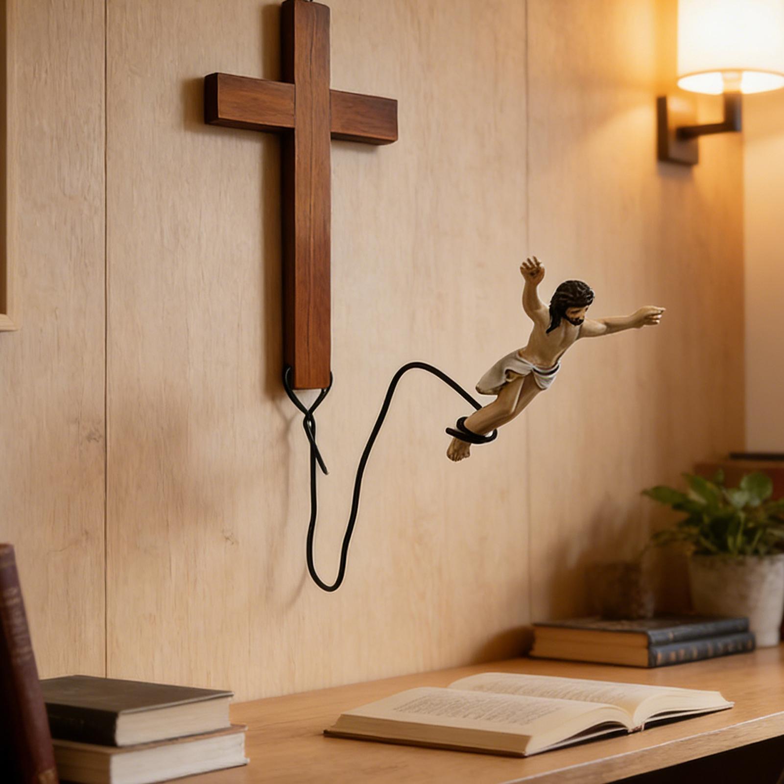 

Jumping Jesus Wall Decor Humorous Religious Statue Jesus Decor for Christian Easter Home Living Room Bedroom Farmhouse Indoor China Mainland