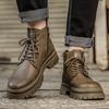 Fashion 2024 Fashion Men Casual Leather Boots Classic Round Toe Leather Ankle Boots Comfy Street Hip Hop Tooling Shoes Motorcycle Boots