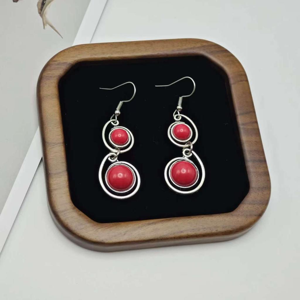 Popular turquoise earrings women's ethnic wind ear bohemian long accessories Yiwu