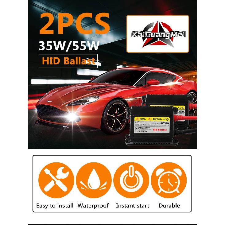 2Pcs Slim HID Ballast 55W Direct Direct Current 12V HID Xenon Ballast Replacement For H1 H3 H7 H8 H11 9005 9006 Xenon Bulbs