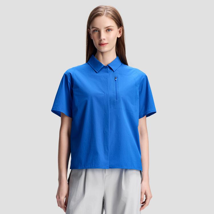 DESCENTE Bleu Series Woven Polo Shirt Women Shirts D6232BWS60