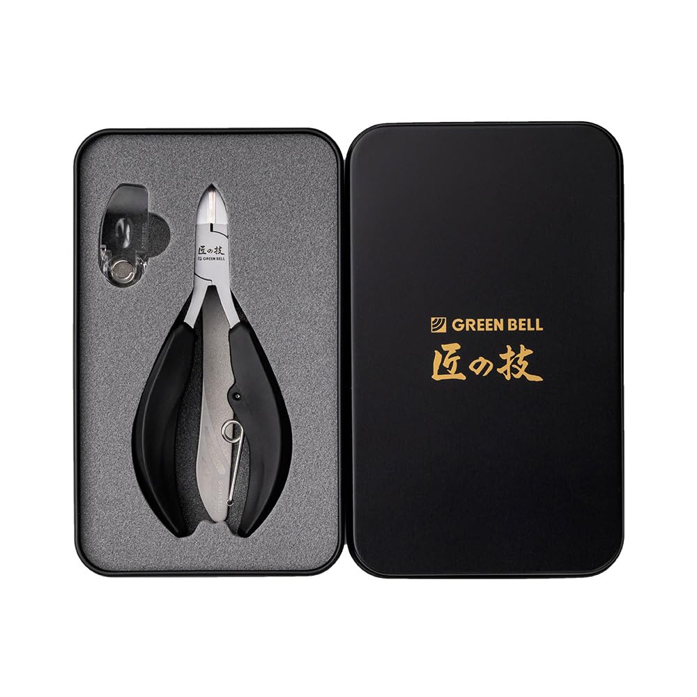 nail clippers and nail file by Green made in Smooth opening and closing mechanism with a High-precision Bell, Japan. long-lasting spring. (GHE-10)