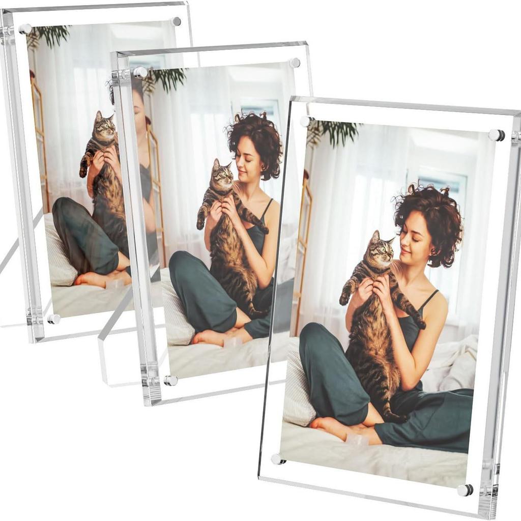 Cross-border Exclusive Acrylic Photo Frame - 6x7, 8x10 Inch Magnetic Stand Desktop Display