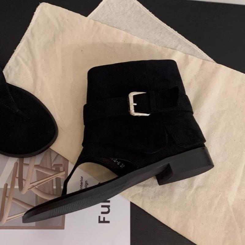 

Модные французские ретро шлепанцы, Женские 2025 Лето Новые Плоские Крутые Ботинки, Свободные Брюки, Короткие Ботинки 40 чёрный