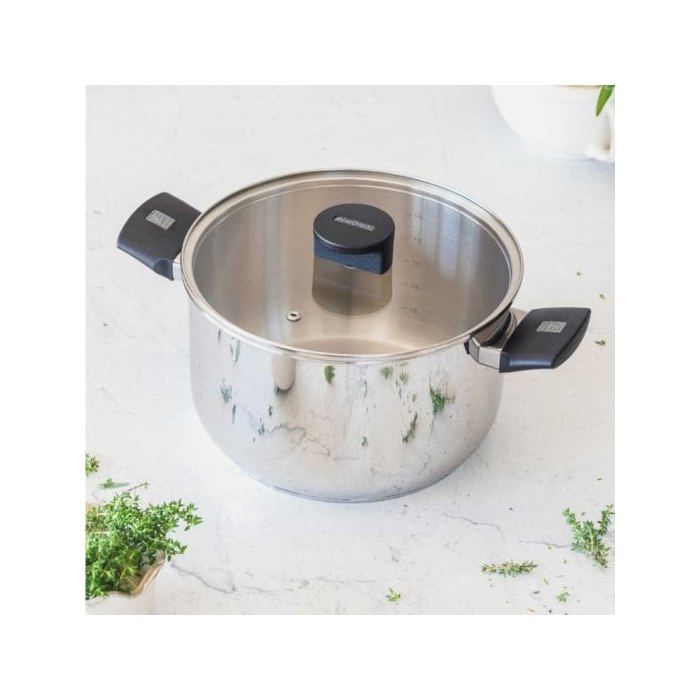 Olla Monix Acero Inoxidable 20cm Baquelita Tapa Cristal Compatible Inducción