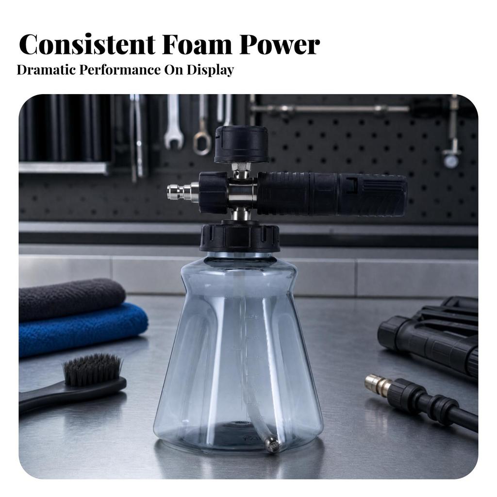 Pressure Washer Foam Dispenser Textured Grip with Translucent Bottle Stainless Steel