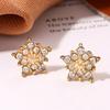 Christmas Snowflake Zircon Stud Earrings For Women Shiny Crystal Snowflake Earrings Birthday Festival Zircon New Year Gifts