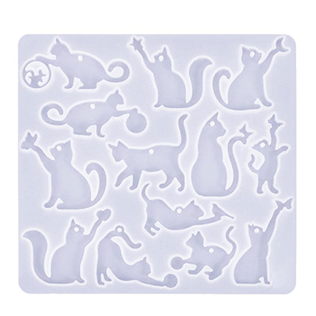 Handmade Epoxy Resin Moulds Cats Earrings Silicone Moulds Animal Molds Pendant Moulds with Hole Jewelry Making Molds