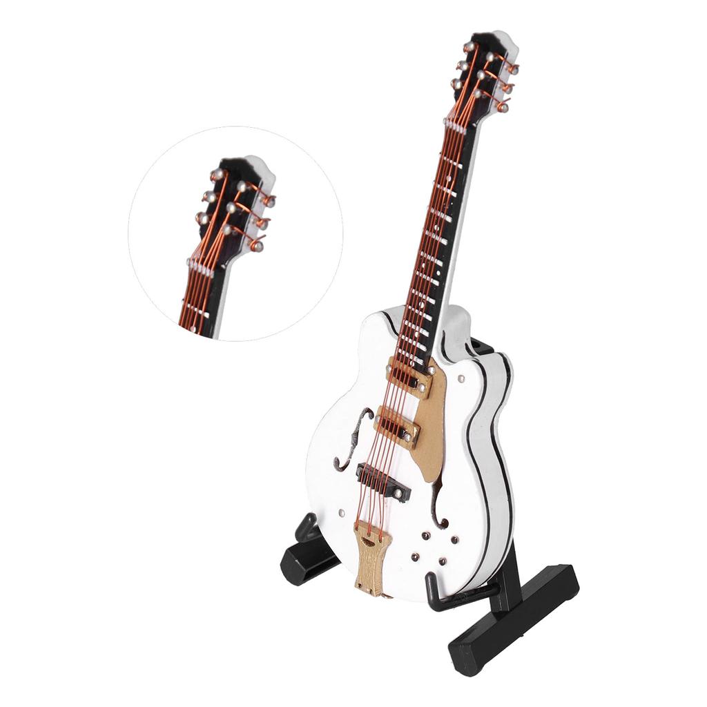 Guitar Model Mini Exquisite White Musical Instrument Handicraft Ornament for Home Office Decoration