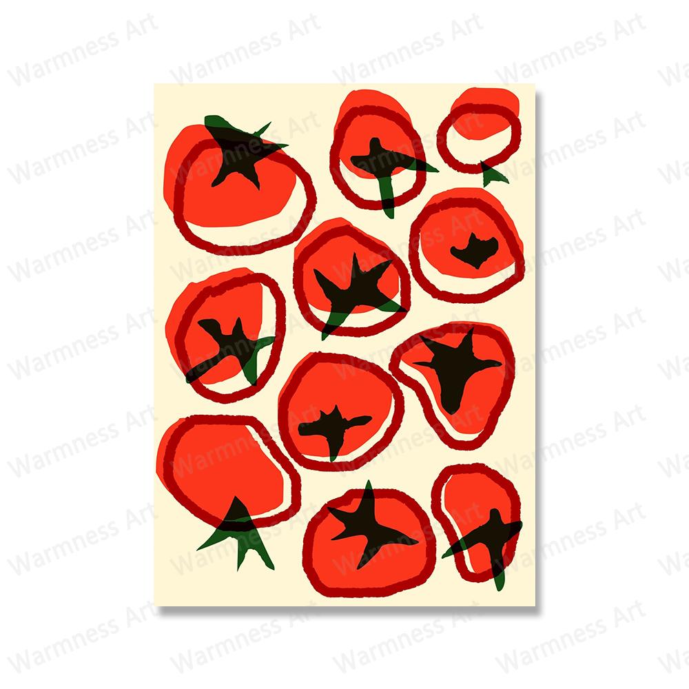 

Кухня Еда минималистичные постеры с помидорами, чили, перцем и бананами, принты на холсте, настенные художественные фотографии для столовой, домашний декор 21x30cm No Framed красный