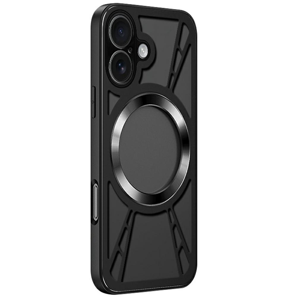 For iPhone 16 Magnetic Case Hollow Heat Dissipation PC+Silicone Phone Cover