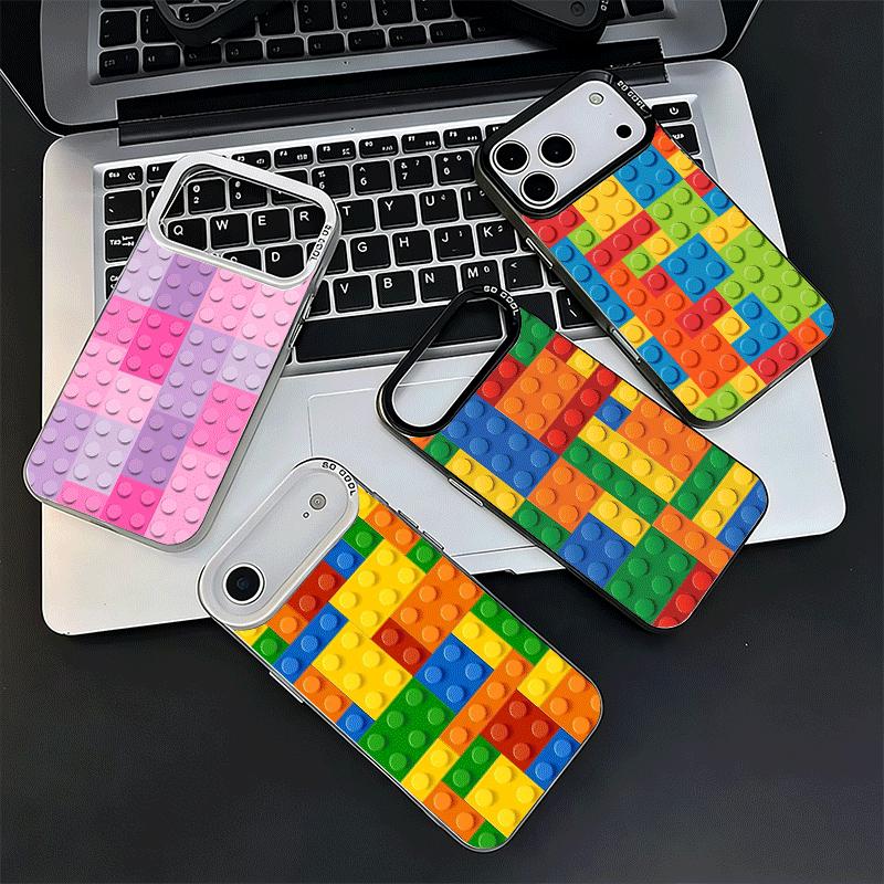 Fashion Building Blocks Pattern Soft Phone Case for iPhone 15 16 17 Pro Max 17Air 16E 14 Plus 13 12 Mini Shockproof Cover Back S