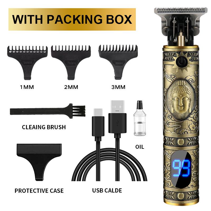 New Hair Clipper LCD Digital Display Household Hair Clipper Retro Oil Head Electric Clipper T9 Beard Carving Small Clipper Electric