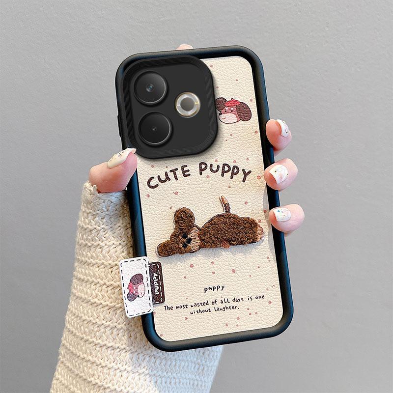 KEYSION Cartoon Cute Plush Embroidery Case for OPPO A5 Pro 5G with Lanyard Silicone Shockproof Phone Cover for OPPO A5 Pro