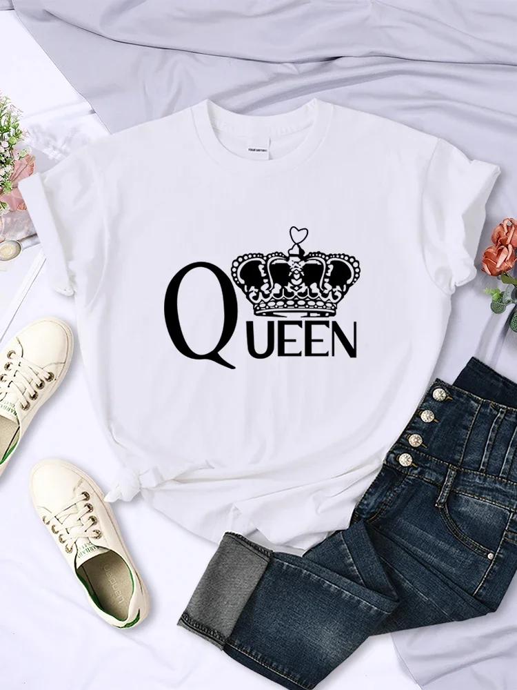 

QueenS Big Crown Printed Women T Shirts Breathable Summer Short Sleeve Street Hip Hop Tee Clothing ONeck Casual Female Tops 4XL