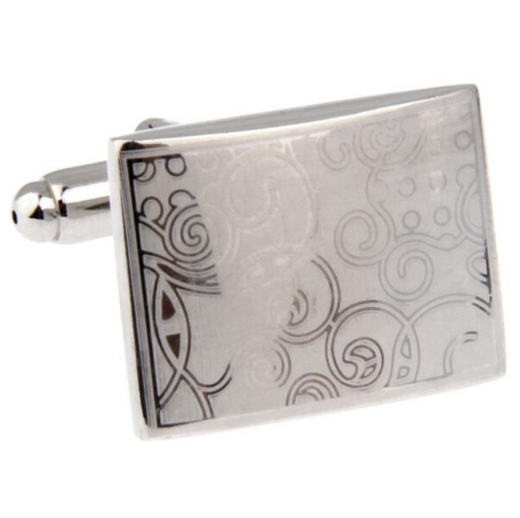 Electroplated Laser Pattern French Cufflinks: High-Quality Retro Engraved Fashion Studs