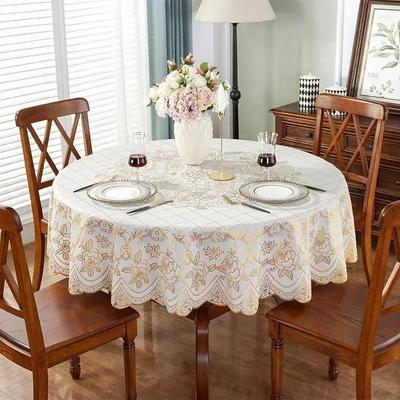 Nappe ronde en PVC imperméable et résistante à l'huile, napperon pour table basse à café/thé, estampage à chaud, housses de serviette anti-salissures pour tables d'hôtel