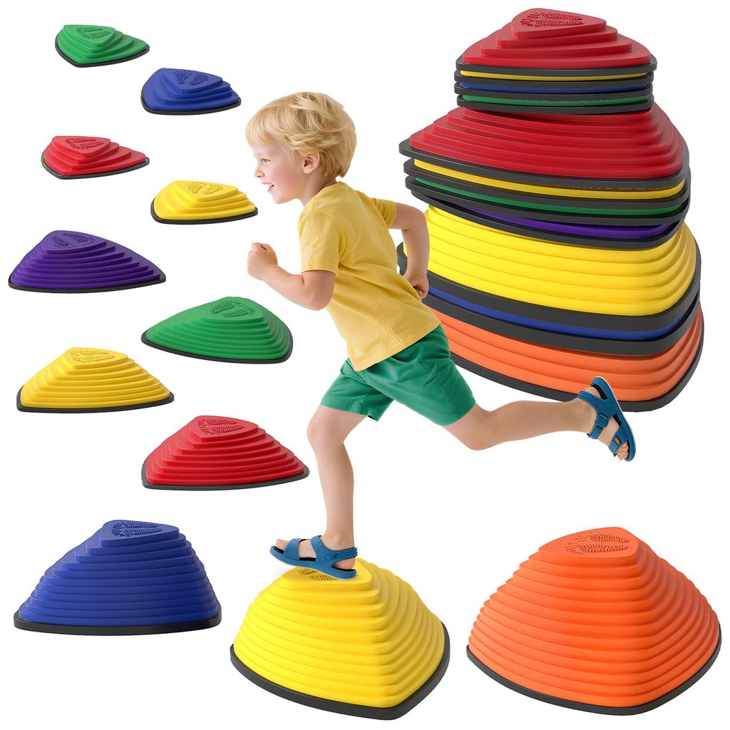 11-Piece Stepping Stones for Kids, Stackable Sensory Toys Outdoor Indoor, Obstacle Course for Balance and Motor Skills