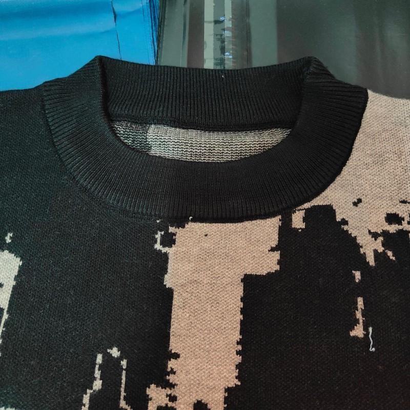 Womens Oversized Winter Knit Sweater Abstract Color Block Streetwear Pullover