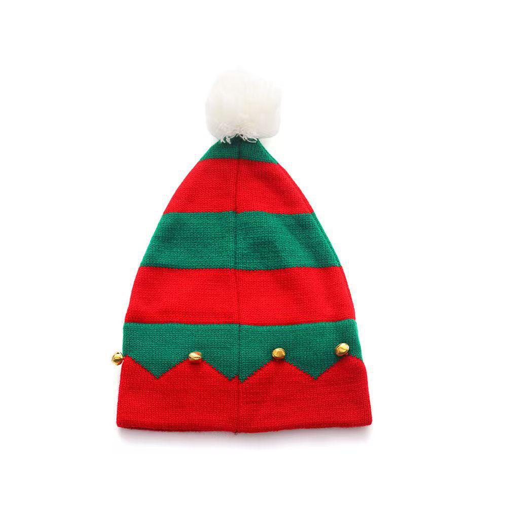 Red Knitted Christmas Parent-Child Jingle Bell Hat for Men and Women
