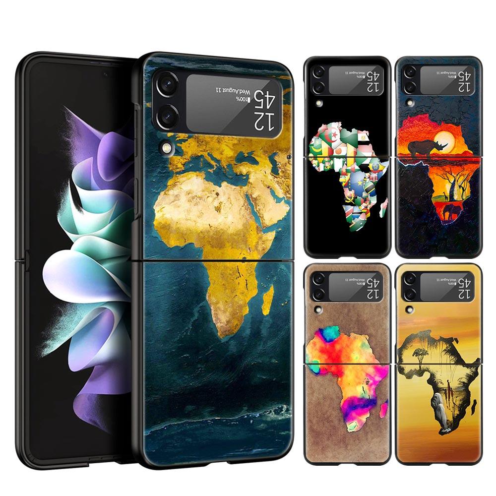 Карта Африки География Расписной Чехол для Телефона Для Samsung Galaxy Z Flip 6 5 4 3 Чехол Для Samsung Z Flip3 Flip4 Flip5 Жесткая Поликарбонатная Крышка
