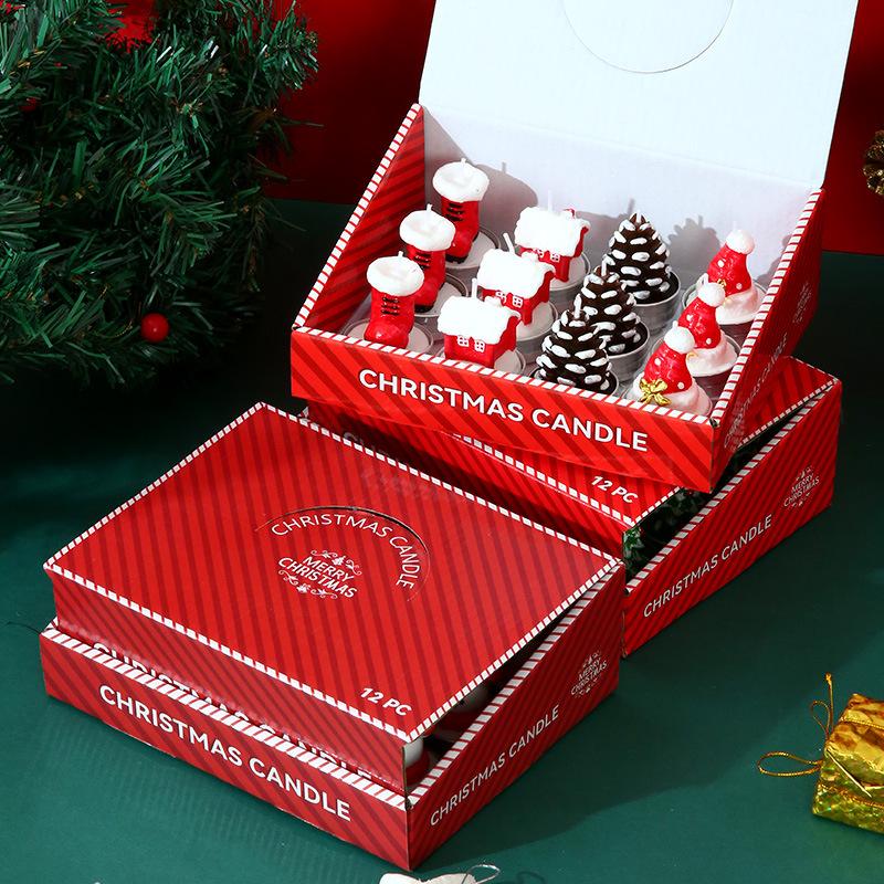 Snowman Candle Multicolor Evergreen Tree Candle Christmas Candle Set Decorative Mini Christmas Candles For Holiday Celebration