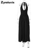 New Solid Color Sexy Deep V Hollow Out Suspender Dress Chic A-Line Skirt Midi Dress for Women