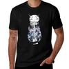 Cat In Cosmic Black Peonies Tattoo Tshirt Summer Print Short Sleeve Tee