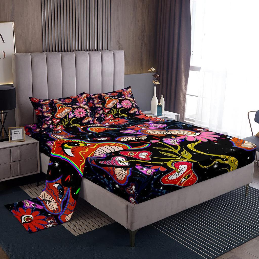 Cute Cartoon Panda Pattern Bed Hat Four-Piece Bedding Set Bedroom Dormitory Bedding Decoration