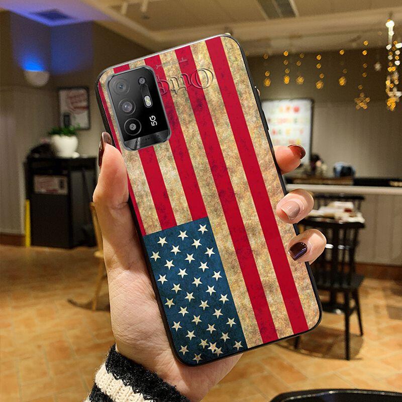 Custodia bandiera americana cover per telefono per OPPO A74 A94 5G A3S A5 A5S A9 A12 A15 A15S A52 A53 A53S A72 A73 2020 A91 5G custodie coque