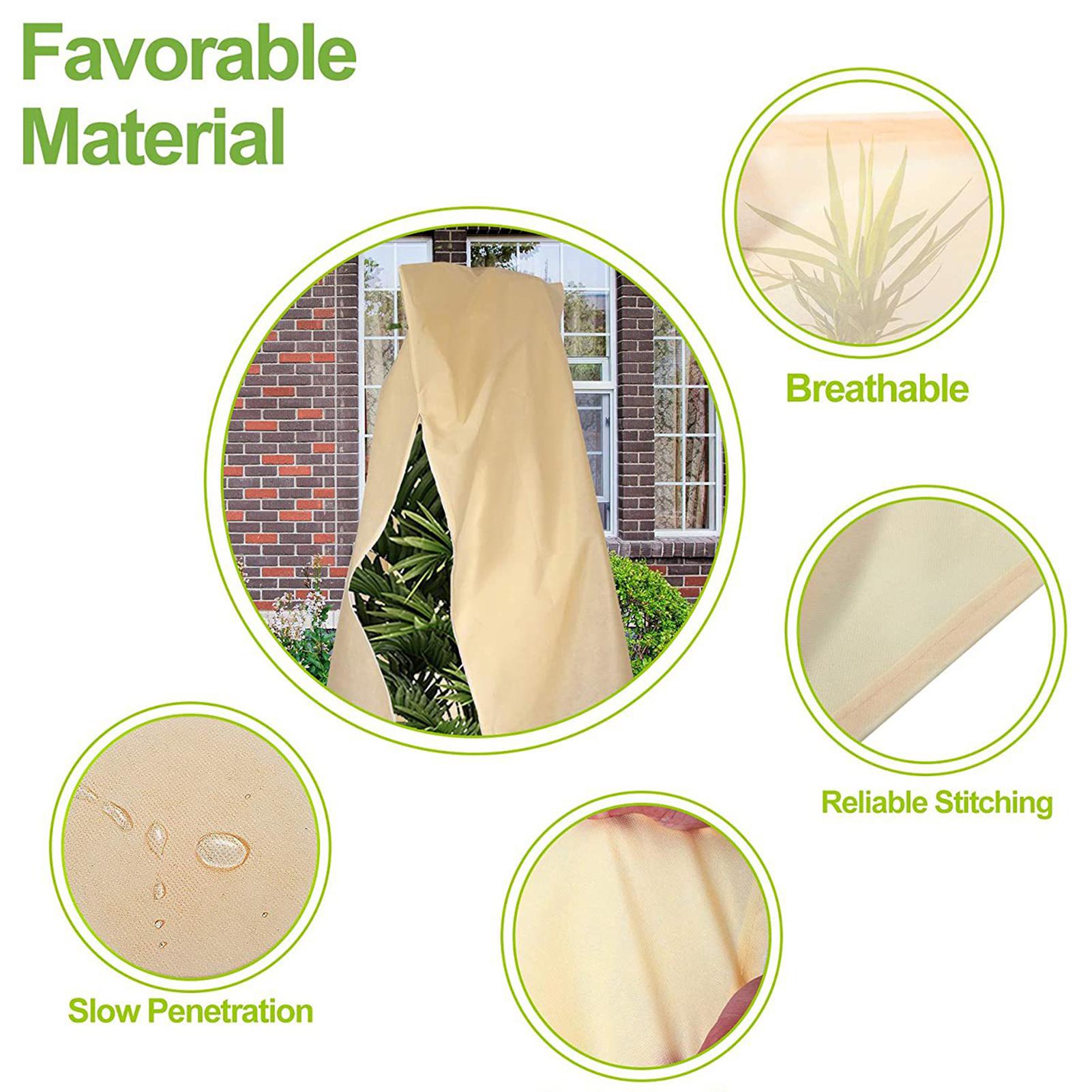 

Outdoor Plant Cover Freeze Protection Reusable Non woven Fabric Plant Covering Bag with Zipper and Drawstring Against S бежевий
