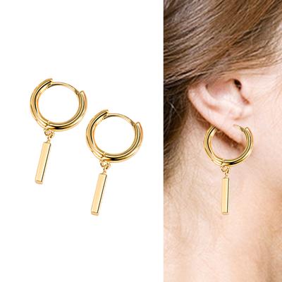 Elegant Drop Hoop Earrings Jewelry Lightweight Silver Rod Pendant Hoop Earrings Ear Accessory for Everyday Comfort