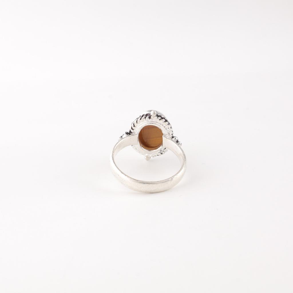 Yellow Tiger's Eye Gemstone 925 Fine Silver Jewelry Handmade Healing Stone Ring RR-9-28