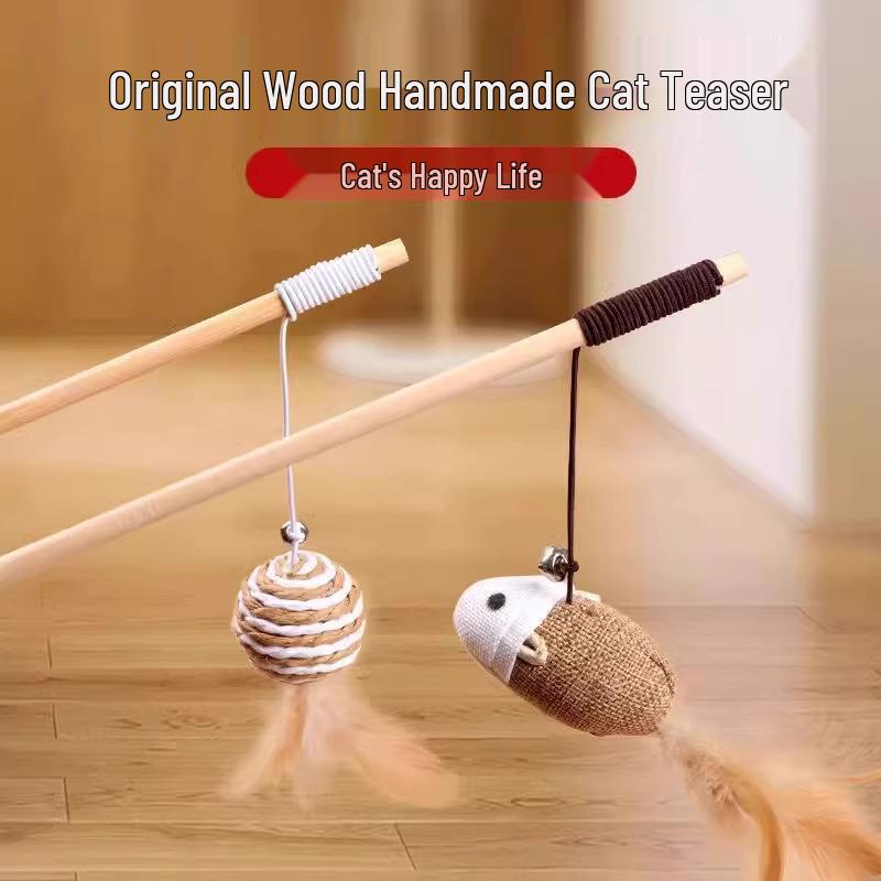 Cat Teaser Wand: Bite-Resistant Mouse with Bell for Kitten Self-Play & Boredom Relief.