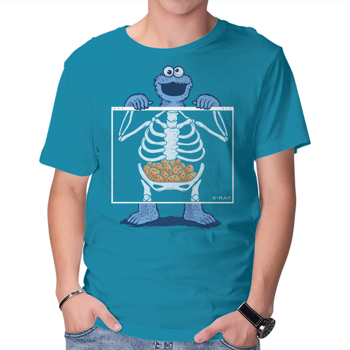 Unisex Crew Neck T-Shirt Cookie Anatomy X-ray Graphic Short Sleeve Casual Tee XXL