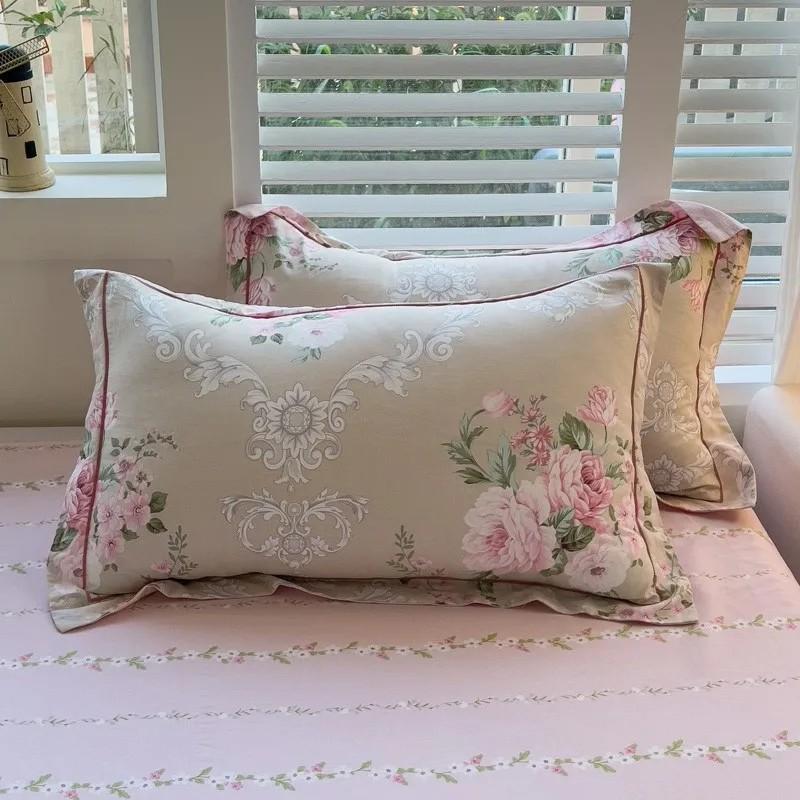 Colorful Soft Pure cotton printing Duvet cover Sets Twin Double Bright Fresh Flowers Patterned Breathable Flat sheet Pillowcases