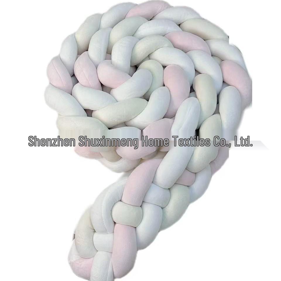 Four-Strand Braided Baby Crib Bumper Pillow – Knotted Ball Anti-Collision Cushion.