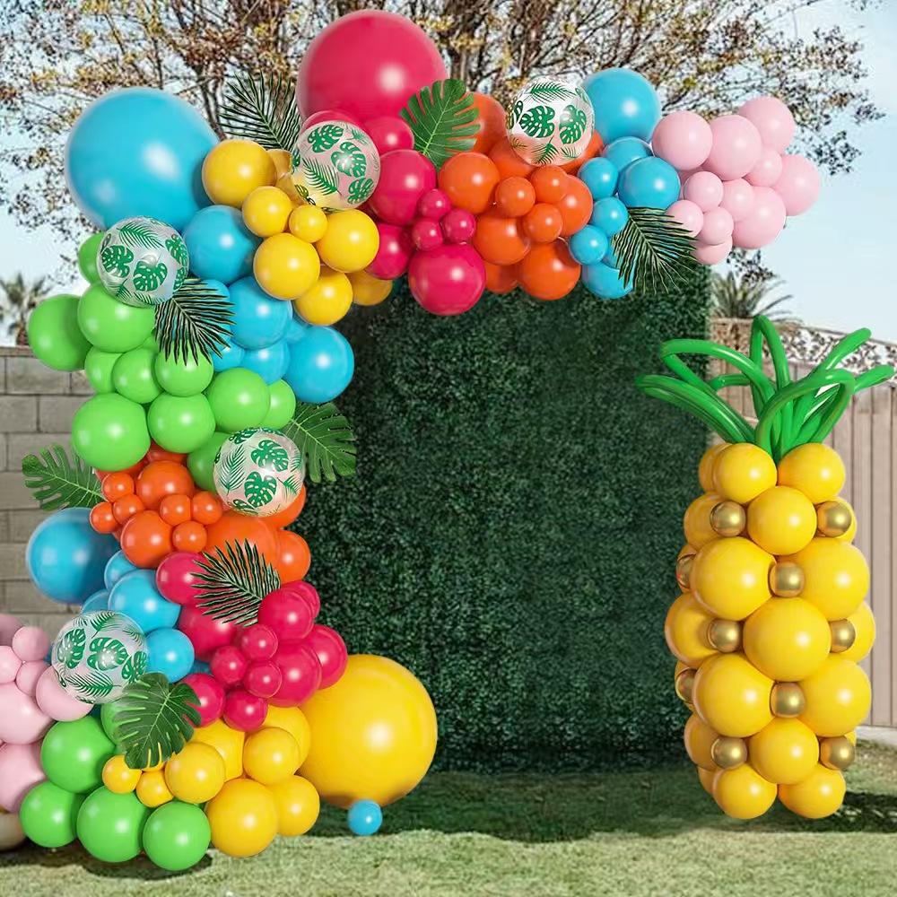 Tropical Hawaiian Theme Balloon Set Transparent Turtle Leaf Latex Balloon Birthday Party Decoration Supplies