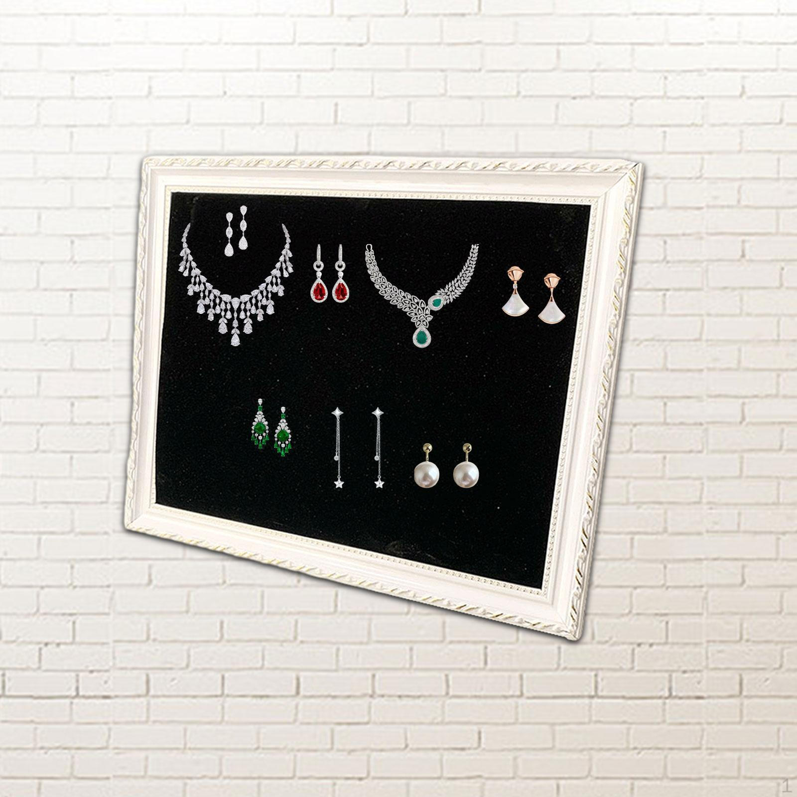 

Настенная рамка для ювелирных изделий, подставка для лотка с 4-винтовым держателем для сережек, изображение для White and Black