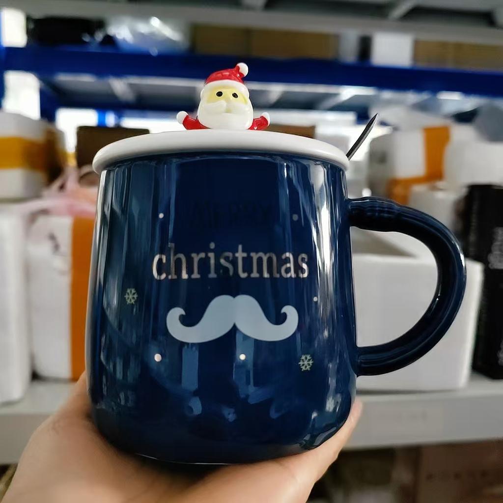 Creative Cartoon Cute Gingerbread Man Coffee Cup Christmas Mug Ceramic Water Cup Christmas Gift Holiday Gift Drinkware