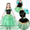 ANONIE Princess Dress Cosplay One Piece Kids Costume Frozen Anna Dress Girls Princess Birthday Christmas Gift Luxury 6 Piece Set Green 110-3