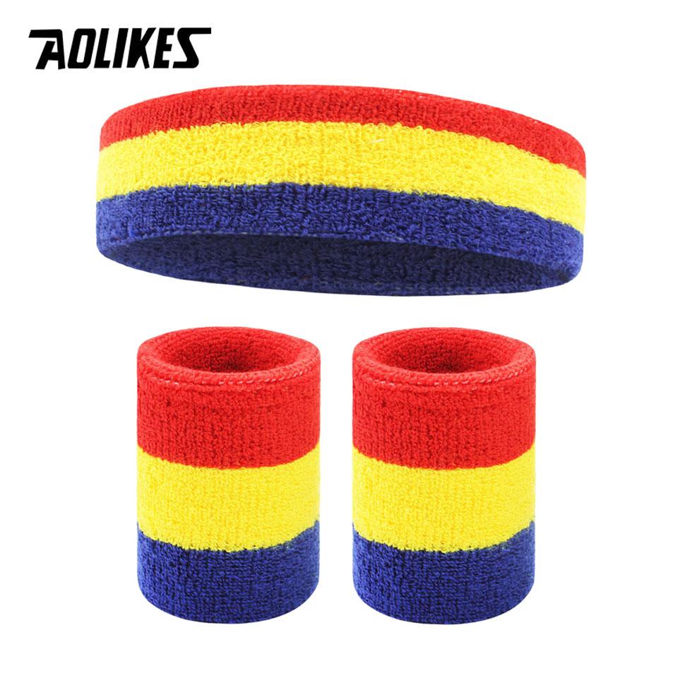 Aolikes Sweat Band Headband Wristbands For Men - Head Wrist Sweatband Set - Ideal For Sports Athletics Event Workout Basketball