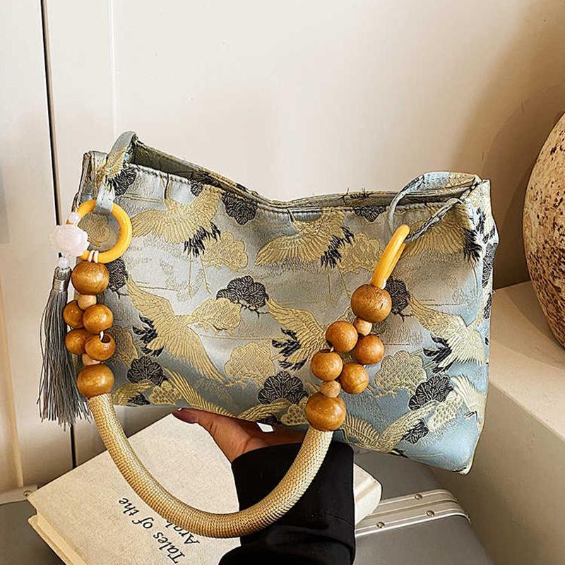 Mother's Day Gift Embroidered Underarm Bag New Chinese Style Tassel Handbags 2026 New Temperament Commuter Single Shoulder Bags